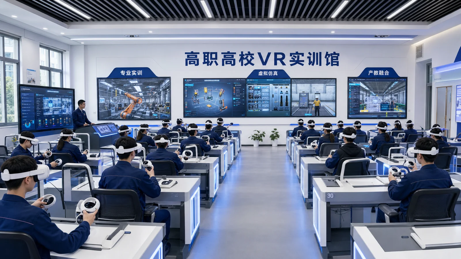 高职高校VR实训馆整体解决方案展示图